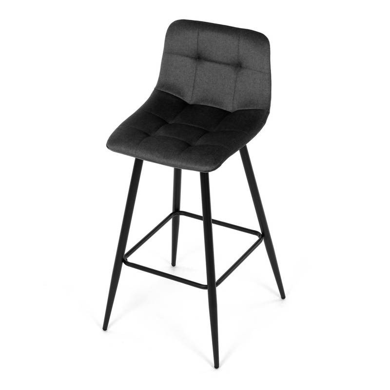 Autronic - Židle barová, šedá látka, čtyřnohá kovová podnož, černý mat - AUB-X7015 GREY2 AKCE
