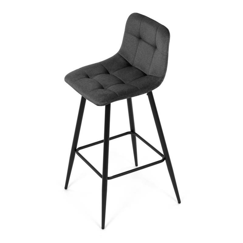 Autronic - Židle barová, šedá látka, čtyřnohá kovová podnož, černý mat - AUB-X7015 GREY2 AKCE