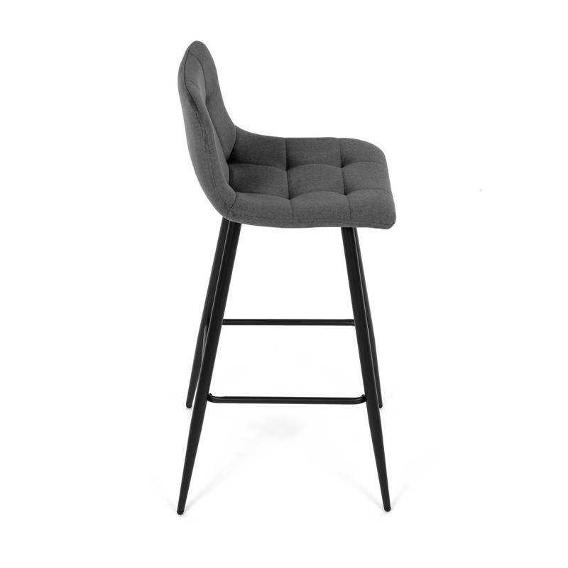 Autronic - Židle barová, šedá látka, čtyřnohá kovová podnož, černý mat - AUB-X7015 GREY2 AKCE