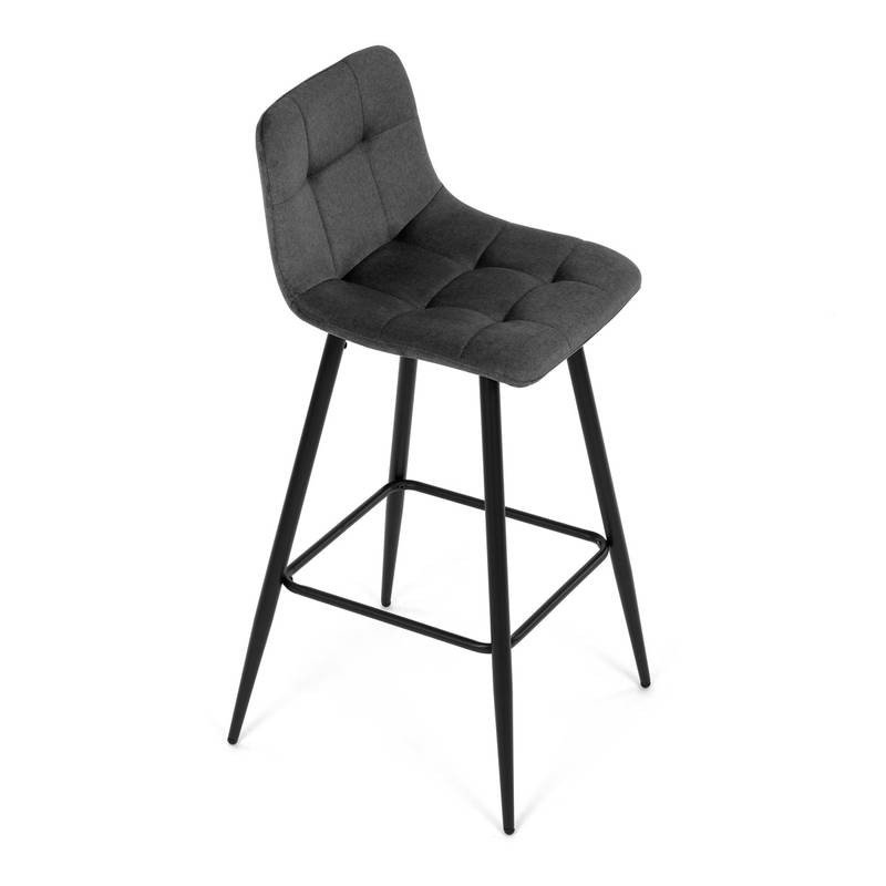 Autronic - Židle barová, šedá látka, čtyřnohá kovová podnož, černý mat - AUB-X7015 GREY2 AKCE