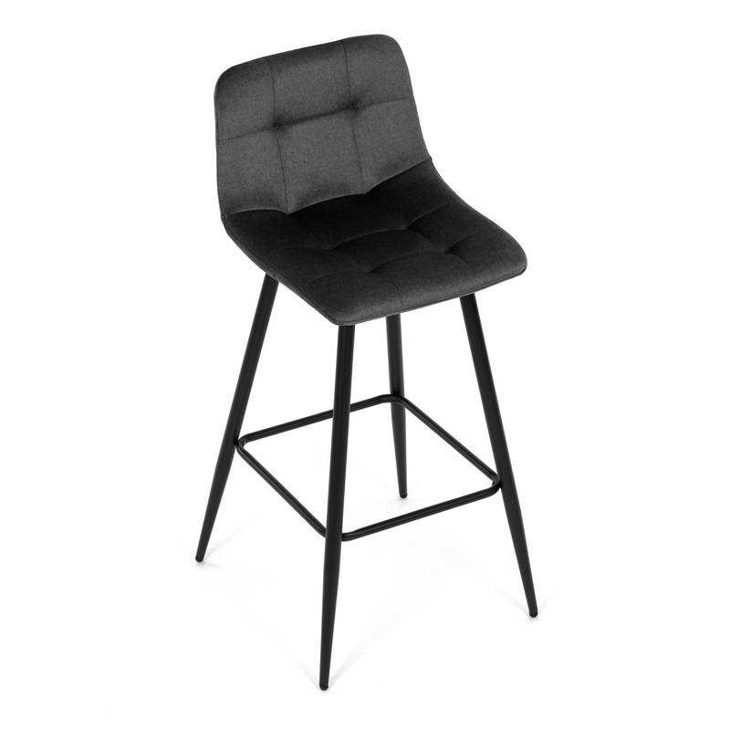 Autronic - Židle barová, šedá látka, čtyřnohá kovová podnož, černý mat - AUB-X7015 GREY2 AKCE
