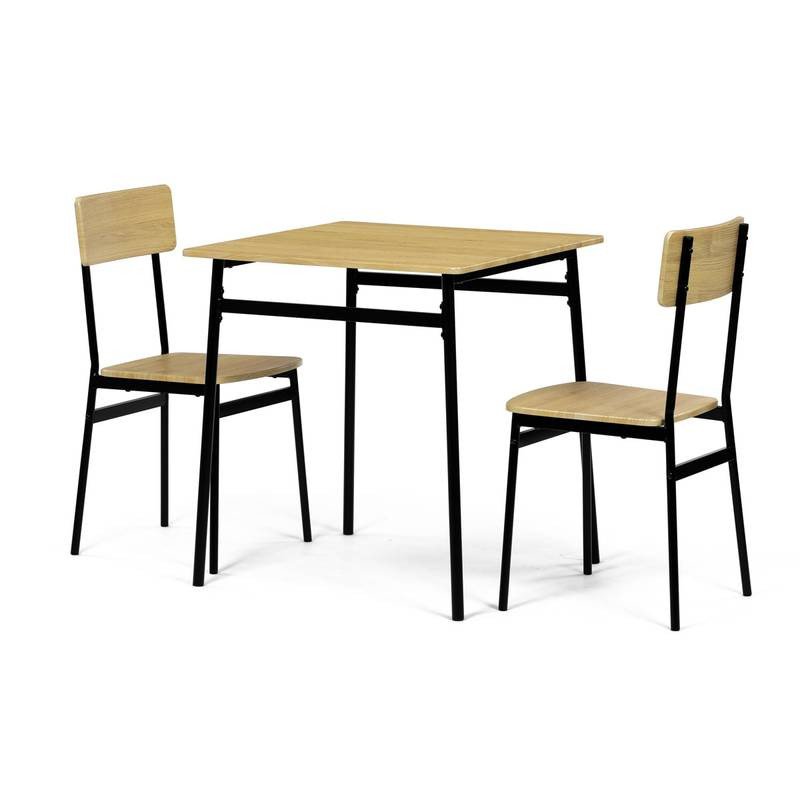 Autronic - Set jídelní (1+2), MDF, dekor divoký dub, černý kov - AUT-O2121 OAK AKCE