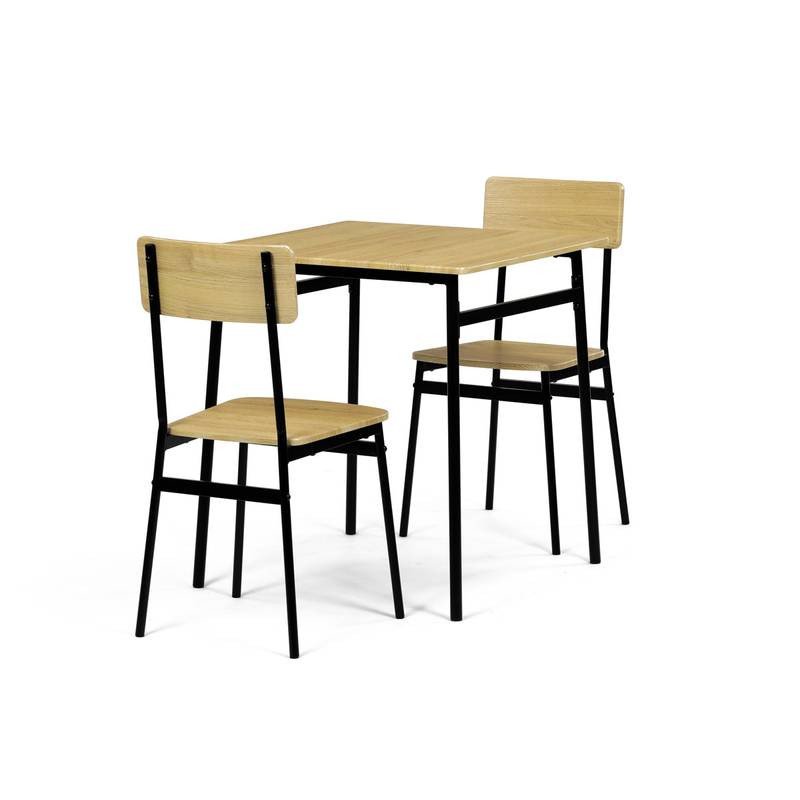 Autronic - Set jídelní (1+2), MDF, dekor divoký dub, černý kov - AUT-O2121 OAK AKCE