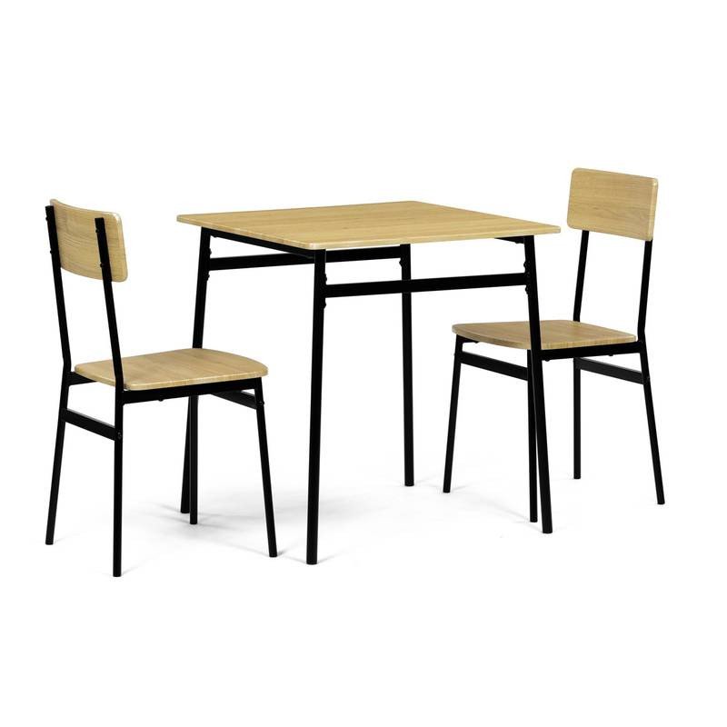 Autronic - Set jídelní (1+2), MDF, dekor divoký dub, černý kov - AUT-O2121 OAK AKCE