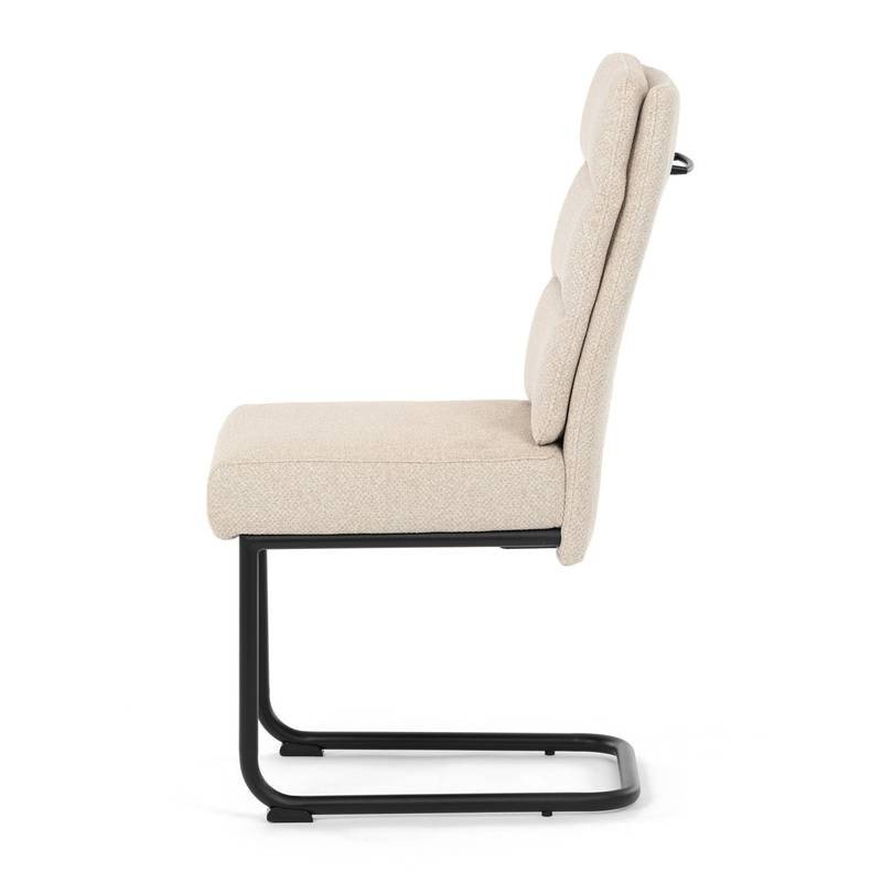 Autronic - Židle jídelní, taštičkové pružiny v sedáku, madlo na opěráku, krémová látka, černý kov - DCL-P3107 CRM