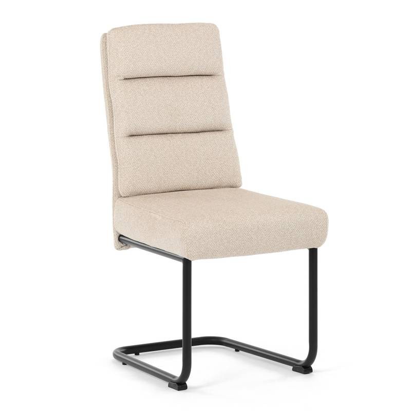 Autronic - Židle jídelní, taštičkové pružiny v sedáku, madlo na opěráku, krémová látka, černý kov - DCL-P3107 CRM