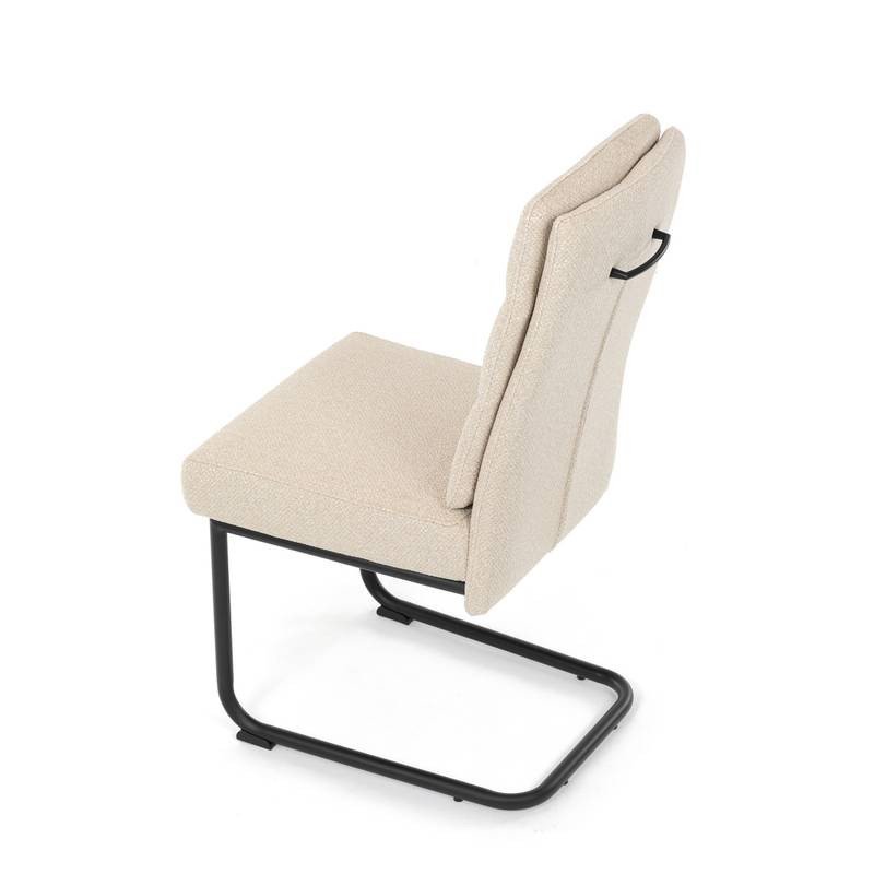 Autronic - Židle jídelní, taštičkové pružiny v sedáku, madlo na opěráku, krémová látka, černý kov - DCL-P3107 CRM