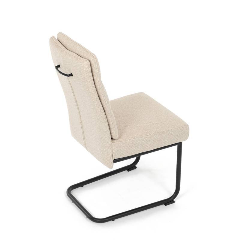 Autronic - Židle jídelní, taštičkové pružiny v sedáku, madlo na opěráku, krémová látka, černý kov - DCL-P3107 CRM
