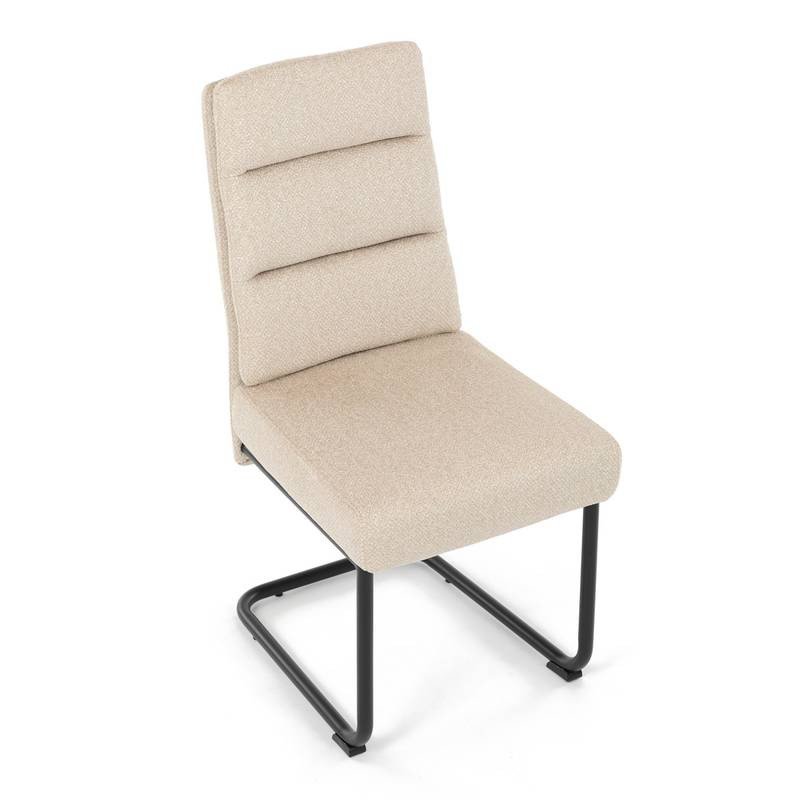 Autronic - Židle jídelní, taštičkové pružiny v sedáku, madlo na opěráku, krémová látka, černý kov - DCL-P3107 CRM