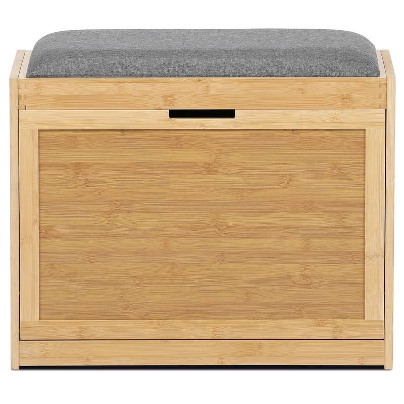 Autronic - Botník, masiv bambus, přírodní odstín, šedá látka - DR-N1014 GREY2 AKCE