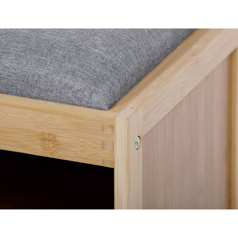 Autronic - Botník, masiv bambus, přírodní odstín, šedá látka - DR-N1014 GREY2 AKCE