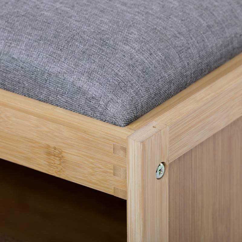 Autronic - Botník, masiv bambus, přírodní odstín, šedá látka - DR-N1014 GREY2 AKCE