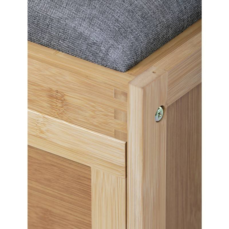 Autronic - Botník, masiv bambus, přírodní odstín, šedá látka - DR-N1014 GREY2 AKCE