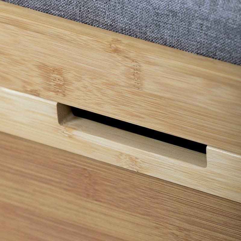 Autronic - Botník, masiv bambus, přírodní odstín, šedá látka - DR-N1014 GREY2 AKCE