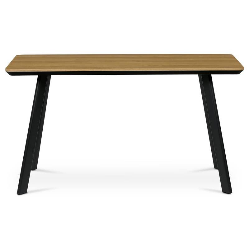 Autronic - Stůl jídelní 140x80 cm, MDF deska, Melamine dekor dub, kov, černý lak - HT-531 OAK NOVINKA