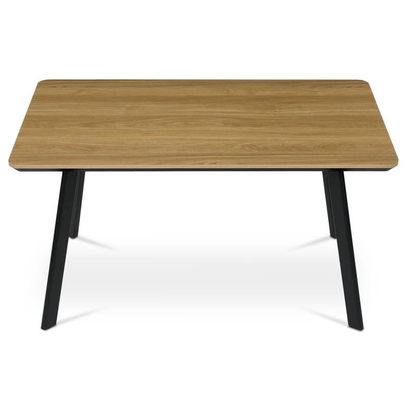 Autronic - Stůl jídelní 140x80 cm, MDF deska, Melamine dekor dub, kov, černý lak - HT-531 OAK NOVINKA