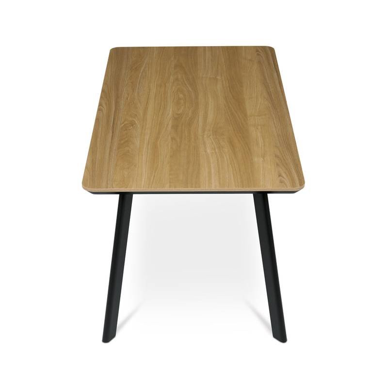 Autronic - Stůl jídelní 140x80 cm, MDF deska, Melamine dekor dub, kov, černý lak - HT-531 OAK NOVINKA