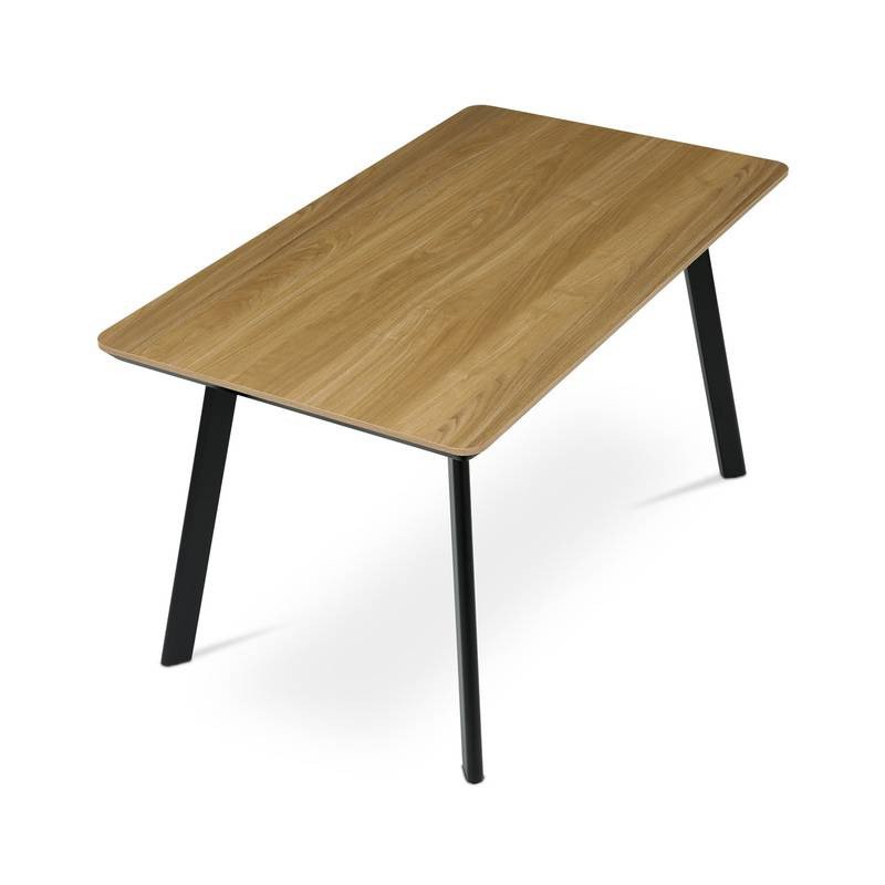Autronic - Stůl jídelní 140x80 cm, MDF deska, Melamine dekor dub, kov, černý lak - HT-531 OAK NOVINKA