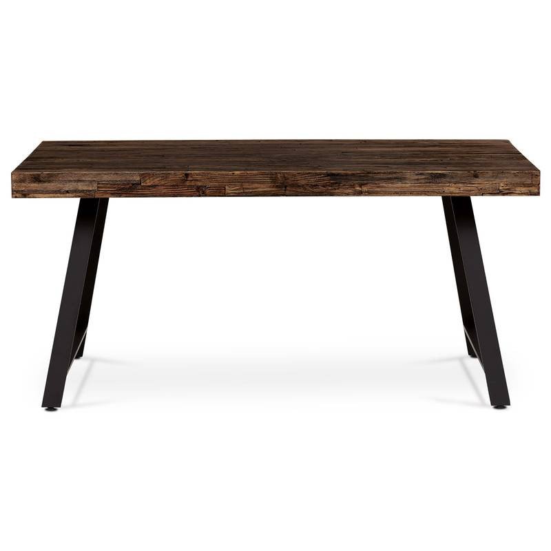 Autronic - Jídelní stůl, 160x90x76 cm, MDF deska, dýha borovice, kovové nohy, černý lak - HT-534 PINE AKCE