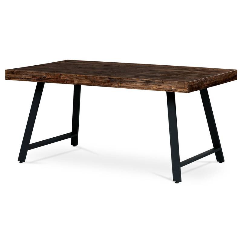 Autronic - Jídelní stůl, 160x90x76 cm, MDF deska, dýha borovice, kovové nohy, černý lak - HT-534 PINE AKCE