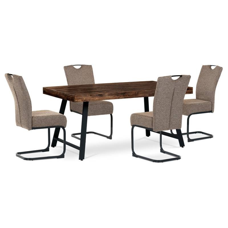 Autronic - Jídelní stůl, 160x90x76 cm, MDF deska, dýha borovice, kovové nohy, černý lak - HT-534 PINE AKCE