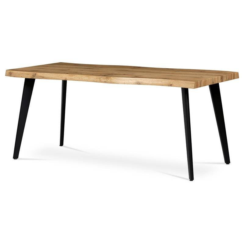 Autronic - Jedálenský stôl, 180x90x75 cm, MDF doska, 3D dekor divoký dub, kov, čierny lak - HT-880B OAK
