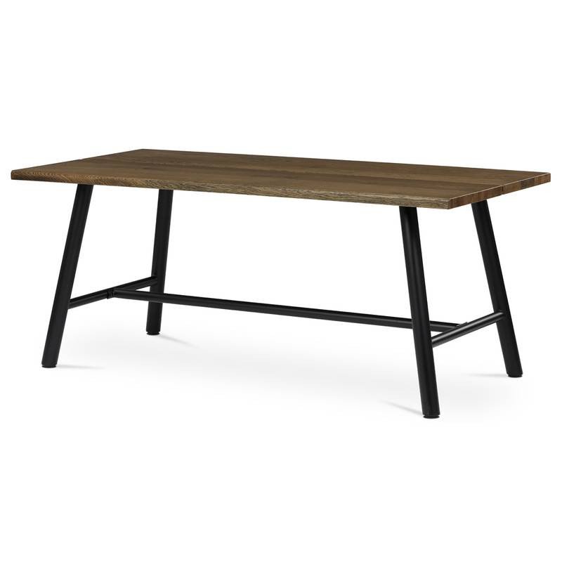 Autronic - Stůl jídelní, 180x90cm, dýha, barva ořech, kovová černá noha - HT-T1818 WAL NOVINKA