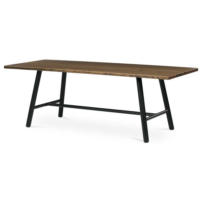 Autronic - Stůl jídelní, 220x90cm, dýha, barva ořech, kovová černá noha - HT-T1822 WAL NOVINKA