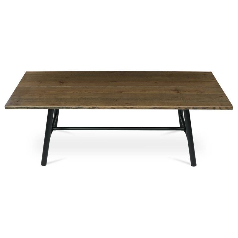 Autronic - Stůl jídelní, 220x90cm, dýha, barva ořech, kovová černá noha - HT-T1822 WAL NOVINKA