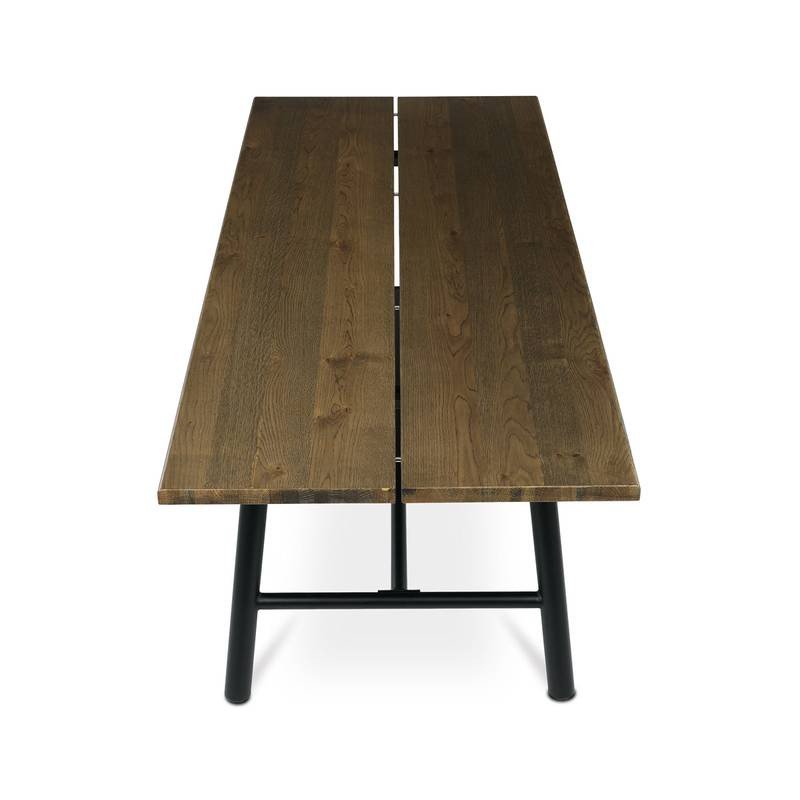 Autronic - Stůl jídelní, 220x90cm, dýha, barva ořech, kovová černá noha - HT-T1822 WAL NOVINKA