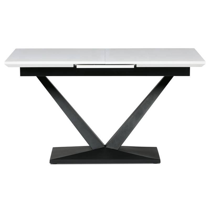 Autronic - Stůl jídelní, 140+40x85, bílá matná MDF deska, černé kovové nohy. - HT-W1630 WT NOVINKA