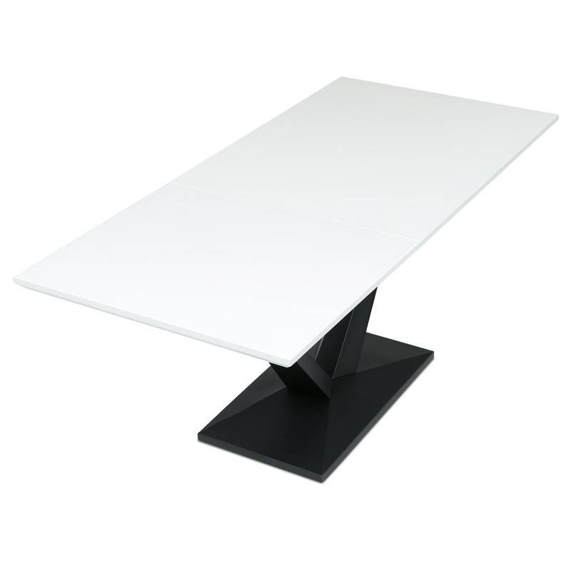 Autronic - Stůl jídelní, 140+40x85, bílá matná MDF deska, černé kovové nohy. - HT-W1630 WT NOVINKA
