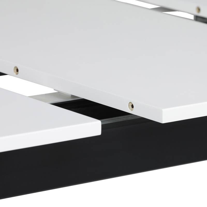 Autronic - Stůl jídelní, 140+40x85, bílá matná MDF deska, černé kovové nohy. - HT-W1630 WT NOVINKA
