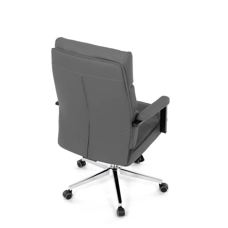 Autronic - Židle kancelářská, šedá ekokůže, kříž kov chromový, houpací mechanismus, čalouněné područky - KA-D81