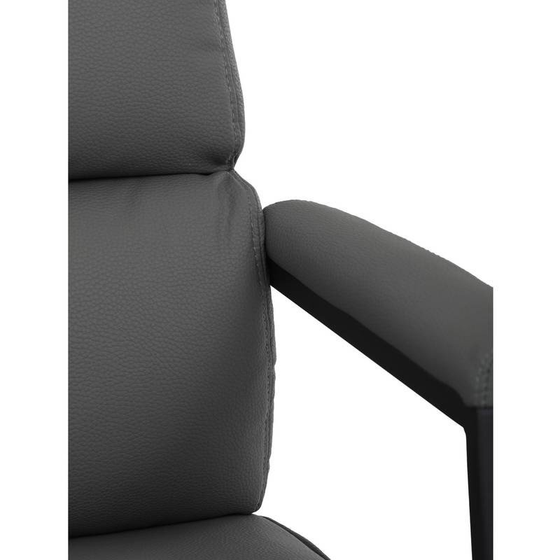Autronic - Židle kancelářská, šedá ekokůže, kříž kov chromový, houpací mechanismus, čalouněné područky - KA-D81