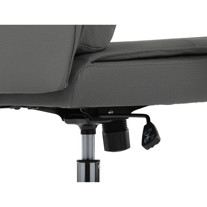 Autronic - Židle kancelářská, šedá ekokůže, kříž kov chromový, houpací mechanismus, čalouněné područky - KA-D81