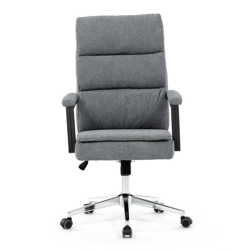 Autronic - Židle kancelářská, šedá látka, kříž kov chromový, houpací mechanismus, čalouněné područky - KA-D8204 