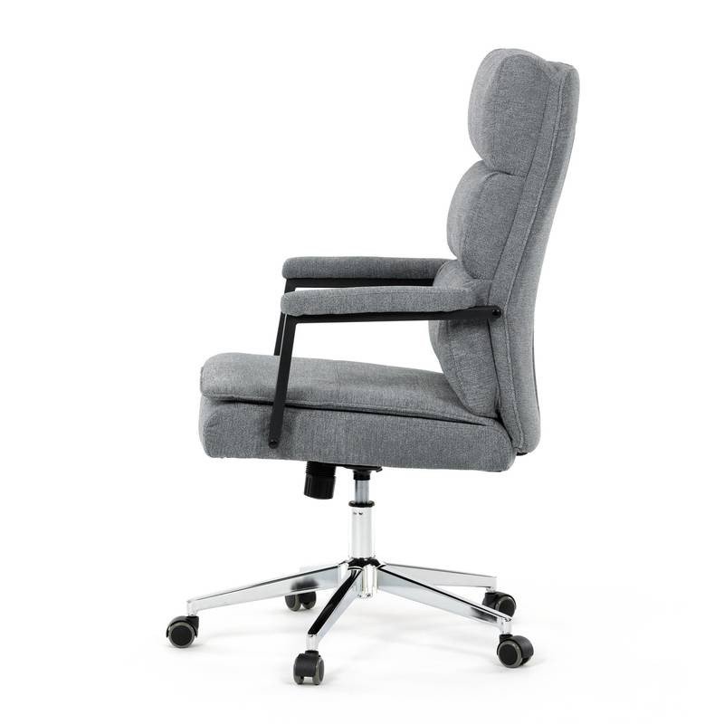 Autronic - Židle kancelářská, šedá látka, kříž kov chromový, houpací mechanismus, čalouněné područky - KA-D8204 