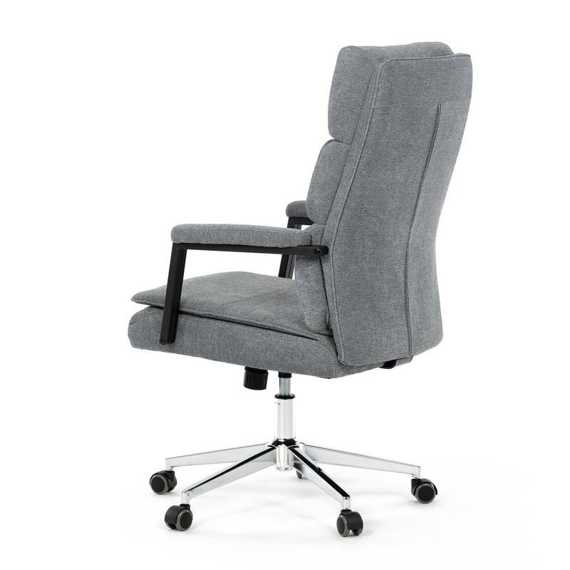 Autronic - Židle kancelářská, šedá látka, kříž kov chromový, houpací mechanismus, čalouněné područky - KA-D8204 
