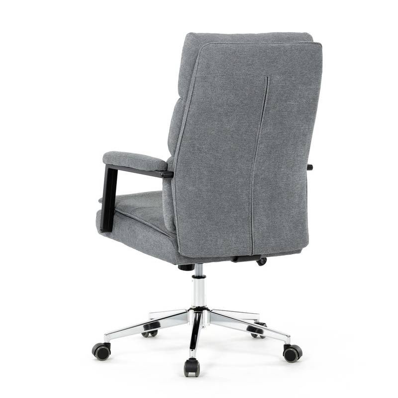 Autronic - Židle kancelářská, šedá látka, kříž kov chromový, houpací mechanismus, čalouněné područky - KA-D8204 
