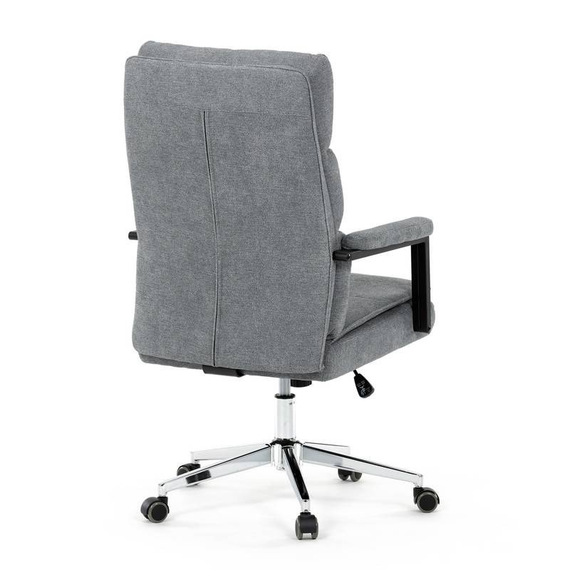 Autronic - Židle kancelářská, šedá látka, kříž kov chromový, houpací mechanismus, čalouněné područky - KA-D8204 