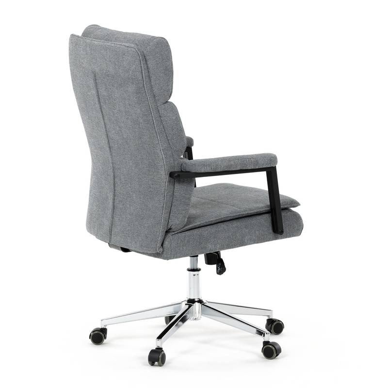 Autronic - Židle kancelářská, šedá látka, kříž kov chromový, houpací mechanismus, čalouněné područky - KA-D8204 