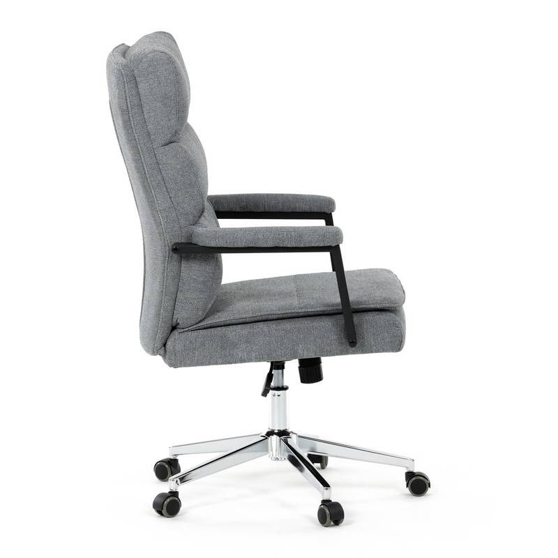 Autronic - Židle kancelářská, šedá látka, kříž kov chromový, houpací mechanismus, čalouněné područky - KA-D8204 