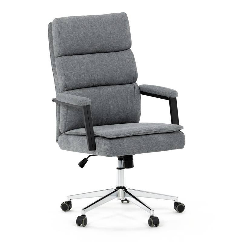 Autronic - Židle kancelářská, šedá látka, kříž kov chromový, houpací mechanismus, čalouněné područky - KA-D8204 