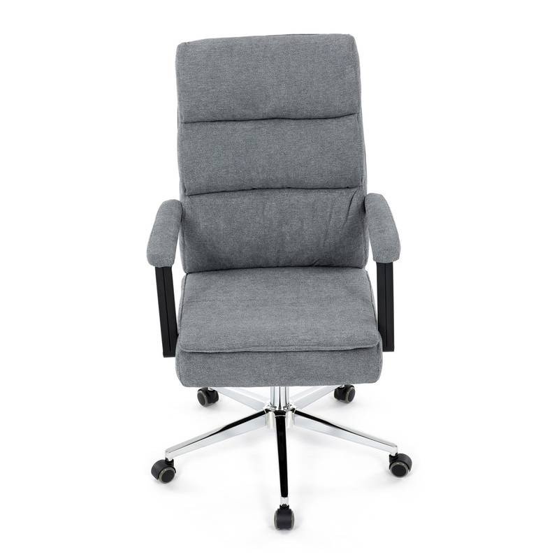 Autronic - Židle kancelářská, šedá látka, kříž kov chromový, houpací mechanismus, čalouněné područky - KA-D8204 