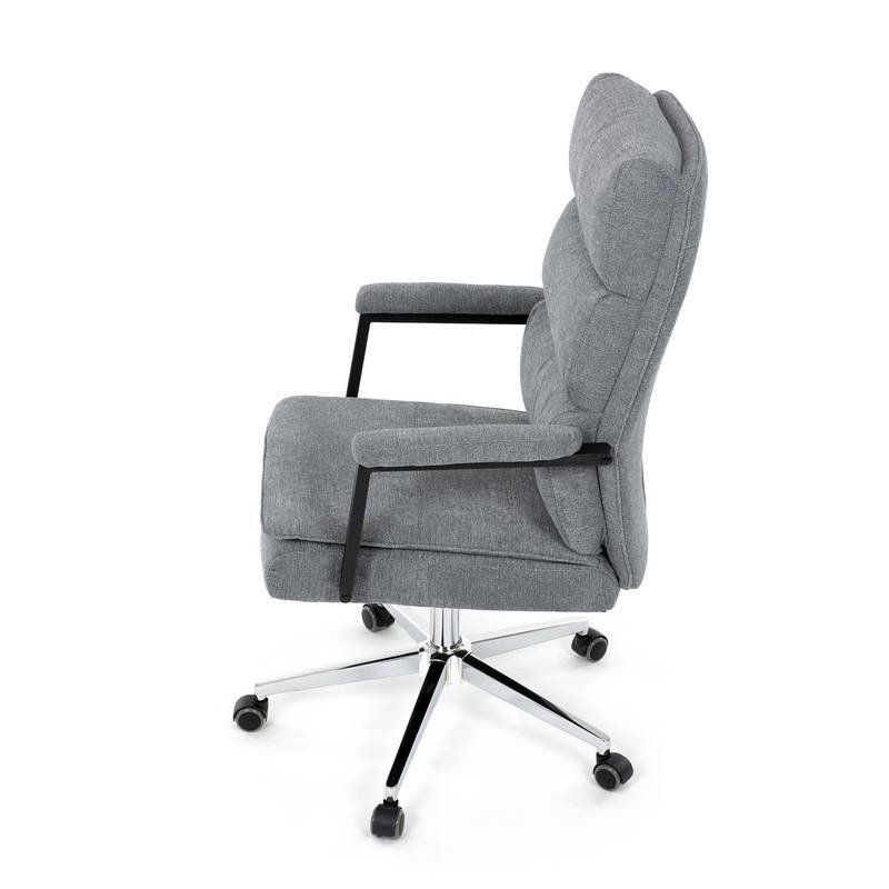 Autronic - Židle kancelářská, šedá látka, kříž kov chromový, houpací mechanismus, čalouněné područky - KA-D8204 