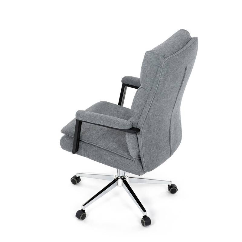 Autronic - Židle kancelářská, šedá látka, kříž kov chromový, houpací mechanismus, čalouněné područky - KA-D8204 