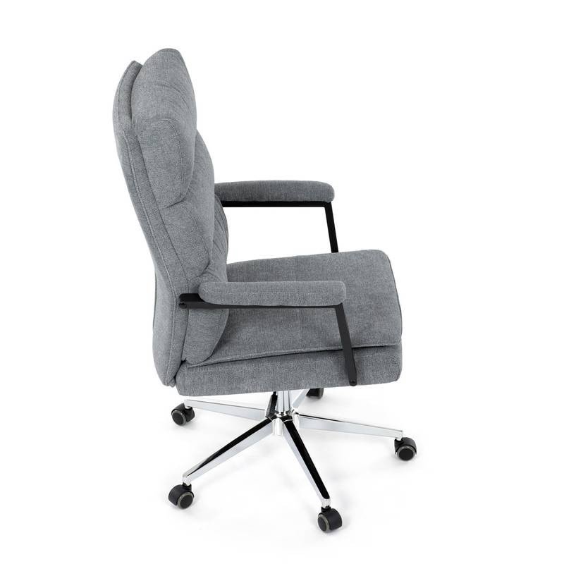 Autronic - Židle kancelářská, šedá látka, kříž kov chromový, houpací mechanismus, čalouněné područky - KA-D8204 