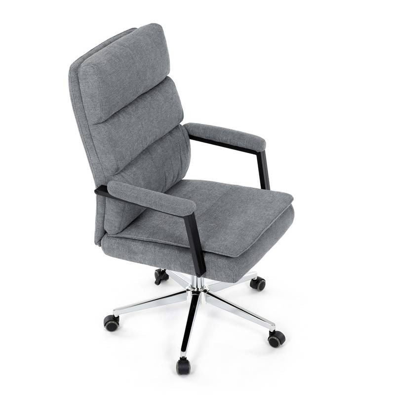 Autronic - Židle kancelářská, šedá látka, kříž kov chromový, houpací mechanismus, čalouněné područky - KA-D8204 