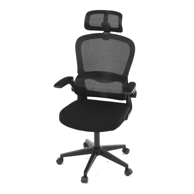 Autronic - Židle kancelářská, černý mesh, černý plast, nastavitelný podhlavník, bederní opěrka - KA-E530 BK